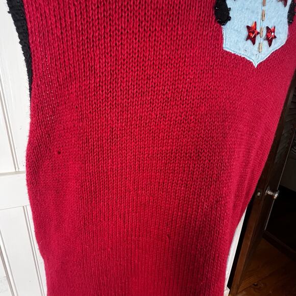Vtg Christmas Sweater Vest Elf Santa Reindeer Music Beaded Sz XL Bobbie Brooks - Picture 15 of 16